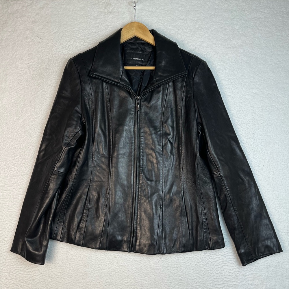 Vintage jones New York black leather blazer